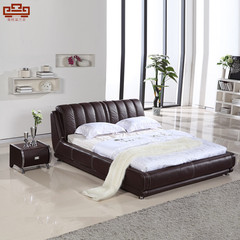 真皮软床 现代简约品牌卧室1.8米双人皮软体床 环保正品床家具866