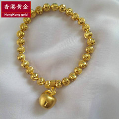 香港黄金 新款24K黄金苹果手链 时尚女款转运珠金手链平安夜礼物