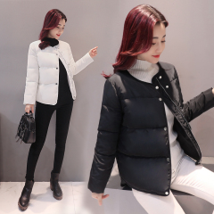 白色前短后长小黑羽绒服女士短款棉服韩版修身加厚面包服冬季外套