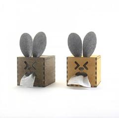 GeekCook 偶兔DIY卷纸纸巾盒 木质欧式收纳盒 家用客厅创意抽纸盒