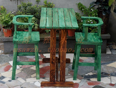 实木吧凳吧椅高脚凳酒吧凳吧台椅吧台凳高脚椅酒吧椅绿色做旧直销