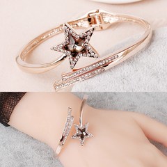 时尚气质水晶星星开口手镯女韩国简约创意个性水钻手环镯子饰品