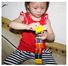 木制儿童益智玩具 彩色魔术书翻板趣味游戏木质积木 实木大块