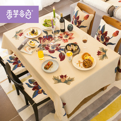 新年节高档绣花田园餐桌布 棉麻餐厅长方形桌布 北欧宜家台布盖布