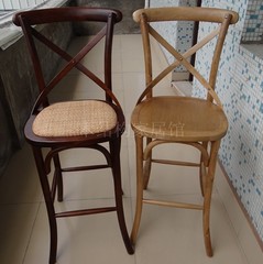Y-Chair美式欧式地中海实木餐椅交叉高脚吧椅藤席椅Y椅咖啡酒吧椅