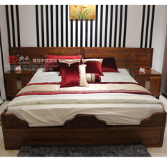 刺猬紫檀新中式双人床花梨木卧室大床 红木套床京瓷苏梨同款