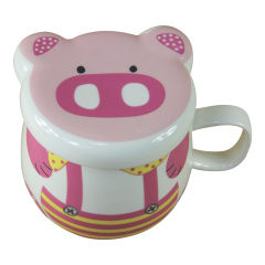 情人节礼物陶瓷带盖杯子 牛奶杯 卡通杯 陶瓷茶杯 创意水杯动物杯