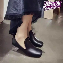 s-girl高端正品 2016新款 欧洲站复古水晶底真皮上班一脚蹬女单鞋