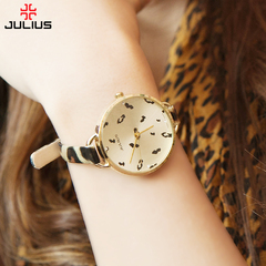 正品julius大表盘个性豹纹时装表女士款手表时尚韩国潮流皮带包邮