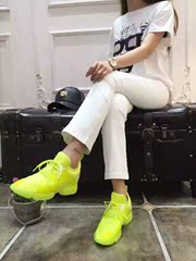 欧美2016春季新运动鞋女荧光色透气跑步鞋平底单鞋网布休闲旅游鞋