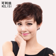可利丝假发女 短发真人发时尚卷发型短轻薄透气韩国Z181