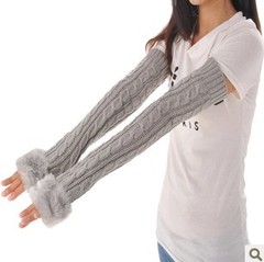 袖套半指手套韩版保暖加厚加长手套女冬季长款手臂套针织毛线手套