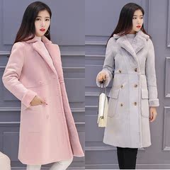 羊羔毛外套女2016韩国冬季新款加厚大衣中长款韩版鹿皮绒修身棉衣