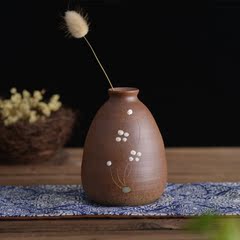 日式和风禅意复古手工粗陶家居装饰摆件水培花器台面陶瓷花瓶花插