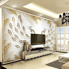 3d立体电视背景墙壁画欧式浮雕奢华天鹅壁纸现代客厅简约影视墙纸