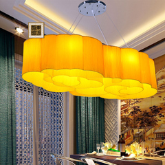 现代新中式餐厅吊灯仿古典布艺灯饰客厅祥云东南亚吸顶灯具长方形