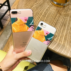 韩国简约插画下午茶iPhone7手机壳苹果6s plus硅胶套透明全包软壳