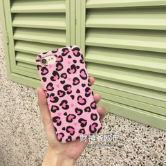 新款超嗲毛绒粉色豹纹iPhone7 plus手机壳苹果7/6s软壳保护套日韩