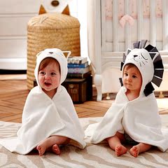 卡通狮子猫咪造型婴儿毛巾料浴巾宝宝纯棉抱被抱毯新生儿用品