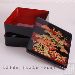 大容量三层日式便当盒新年寿司盒点心盒餐盒日本和风盛器野餐盒