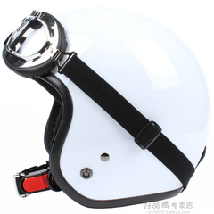 包邮！台湾进口 正安SKY 全白 电动摩托车头盔 复古半盔 送风镜