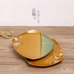 手绘梅花8寸盘子炒面热菜盘子陶瓷方形盘子土陶盘特色菜菜盘餐具