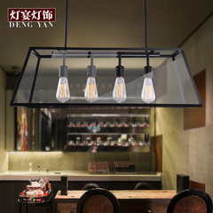 Loft北欧美式乡村复古工业风创意个性吧台餐厅卧室玻璃箱四头吊灯