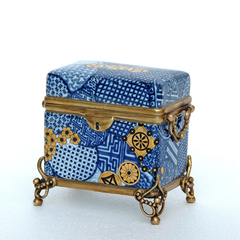 欧式中式奢华家居饰品摆件酒店别墅摆设软装陶瓷配铜装饰盖盒1505
