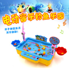 磁性钓鱼儿童钓鱼台玩具小朋友生日礼物玩具电动益智钓鱼带音乐
