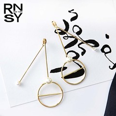 RSNY快时尚饰品 秋季新款韩版气质百搭优雅圆环珍珠吊坠两用耳钉