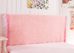 公主风羊绒玫瑰花床头罩床靠背套纯粉紫色皮床防尘套可定制包邮