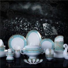景德镇高档陶瓷骨瓷餐具碗盘碟套装家用 欧式描金 g20国宴礼品