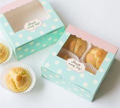 可爱蓝色波点包装盒雪媚娘蛋糕泡沫蛋挞盒4格6格8格绿豆糕包装盒