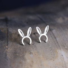 可爱兔子耳朵发箍式耳钉S925纯银日韩国女款耳环气质潮人29