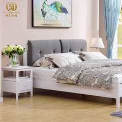 橡木现代简约韩式田园实木床小户型靠背软包1.5米1.8米双人床婚床