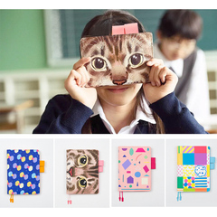 韩国ulzzang日本猫咪几何创意手账本皮质记账本记事本笔记本