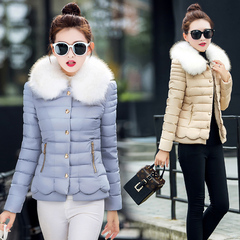 2016冬装新款韩版羽绒棉服女装短款 毛领修身显瘦淑女棉衣外套