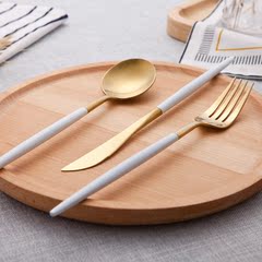 不锈钢刀叉勺西餐餐具套装金色刀叉牛排刀叉西餐刀叉勺四件套全套