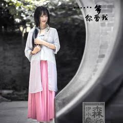 2016新款汉元素抹胸襦裙改良汉服中国风日常女古风写真三件套装