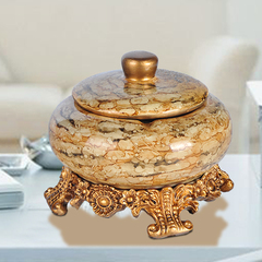 复古欧式烟灰缸大号 时尚带盖子个性创意陶瓷烟缸 客厅装饰品礼品