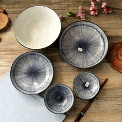 和之家 釉下彩复古日式陶瓷盘子菜盘圆盘调味碟 米饭碗日式餐具