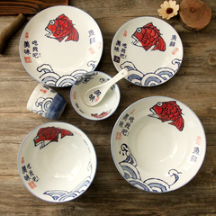 日式盘子碗陶瓷碗米饭碗青花碗筷大碗瓷碗景德镇餐具碗套装面碗