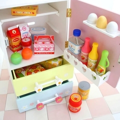 儿童仿真生活家电冰箱 彩色单开门冰箱 木制过家家厨房玩具2-3-4