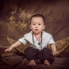 儿童中式女宝宝民族服装男童中国风亲子汉服国学服装唐装套装棉麻