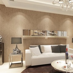 现代中式咖啡色条纹壁纸 卧室客厅书房背景 宾馆会所 纯色墙纸