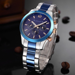 聚利时男表正品牌男士手表限量多功能手表时尚瑞士钢带皮带石英表