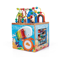 大号海洋绕珠串珠多功能四面百宝箱儿童宝宝益智木制玩具1-3-6岁