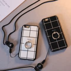 iphone6splus手机壳创意支架指环扣带挂绳全包防摔苹果6s手机套