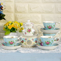 下午茶茶具欧式家居陶瓷骨瓷蜡烛加热玻璃花茶水果茶煮茶壶套装