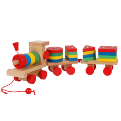 包邮拖拉大号三节小火车木制益智拆装螺母组合配对早教幼儿童玩具
